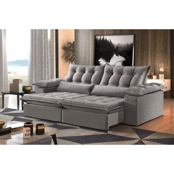 Sofá 2 Lugares 200cm Saturno  Prata Jolie