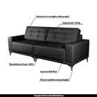 Sofá 2 Lugares 200cm Vallin Couro Preto G34 - Gran Belo