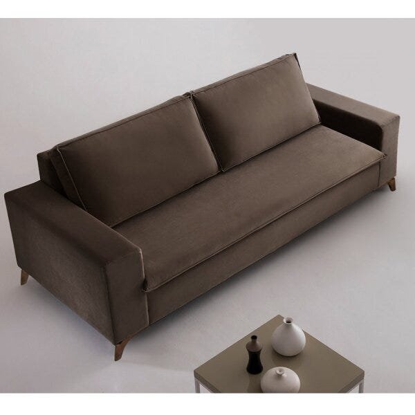 Sofá 2 Lugares 200cm Veludo Pés Imbuia Gregory Marrom/imbuia