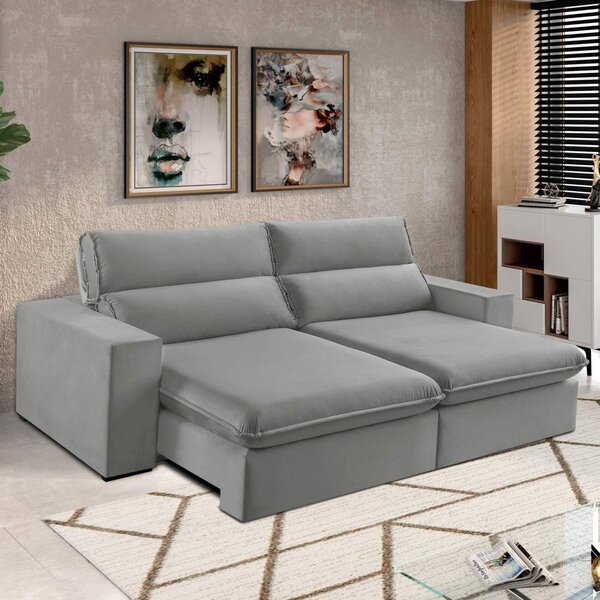 Sofá 2 Lugares 230cm Retrátil E Reclinável Free Veludo Cinza