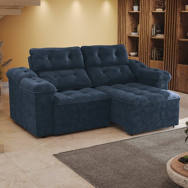 Sofá 2 Lugares 260cm Retrátil E Reclinável Sierra Azul Marinho