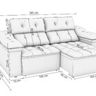 Sofá 2 Lugares 260cm Retrátil E Reclinável Sierra Bege