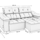 Sofá 2 Lugares 260cm Retrátil E Reclinável Sierra Chumbo