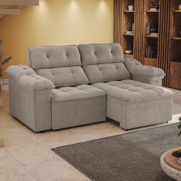 Sofá 2 Lugares 260cm Retrátil E Reclinável Sierra Cinza Claro
