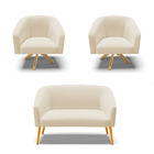 Sofá 2 Lugares 2 Poltronas Stella Base Giratória Ma30 Linho D