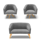 Sofá 2 Lugares 2 Poltronas Stella Base Giratória Ma30 Linho D