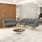 Sofá 2 Lugares 2 Poltronas Stella Base Giratória Ma30 Linho D