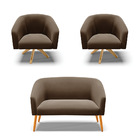 Sofá 2 Lugares 2 Poltronas Stella Base Giratória Ma30 Suede D