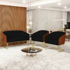 Sofá 2 Lugares 2 Poltronas Stella Industrial Dourado Pu/linho