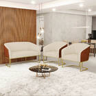 Sofá 2 Lugares 2 Poltronas Stella Industrial Dourado Pu/linho