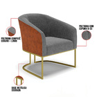 Sofá 2 Lugares 2 Poltronas Stella Industrial Dourado Pu/linho