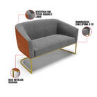 Sofá 2 Lugares 2 Poltronas Stella Industrial Dourado Pu/linho