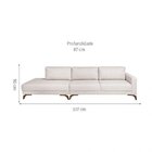 Sofa 2 Lugares 337cm Com Chaise Pes Em Imbuia Veludo  Bege/im