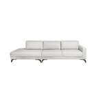 Sofa 2 Lugares 337cm Com Chaise Pes Em Imbuia Veludo  Bege/im