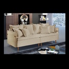 Sofá 2 Lugares Almofada Solta Base Madeira Linho Bege Medio M