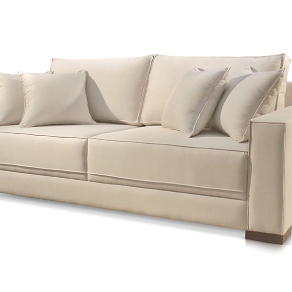 Sofá 2 Lugares Almofada Solta Linho Bege Claro Helô 1,8m