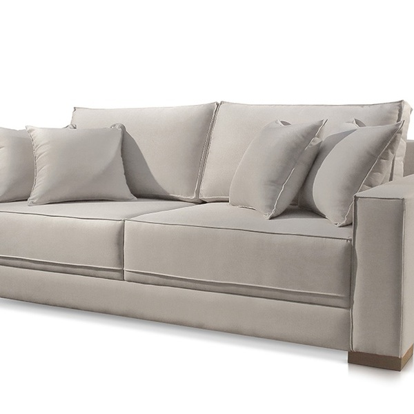 Sofá 2 Lugares Almofada Solta Linho Cinza Claro Helô 1,80m