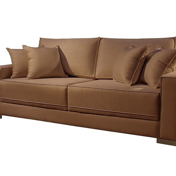 Sofá 2 Lugares Almofada Solta Linho Marrom Helô 1,80m