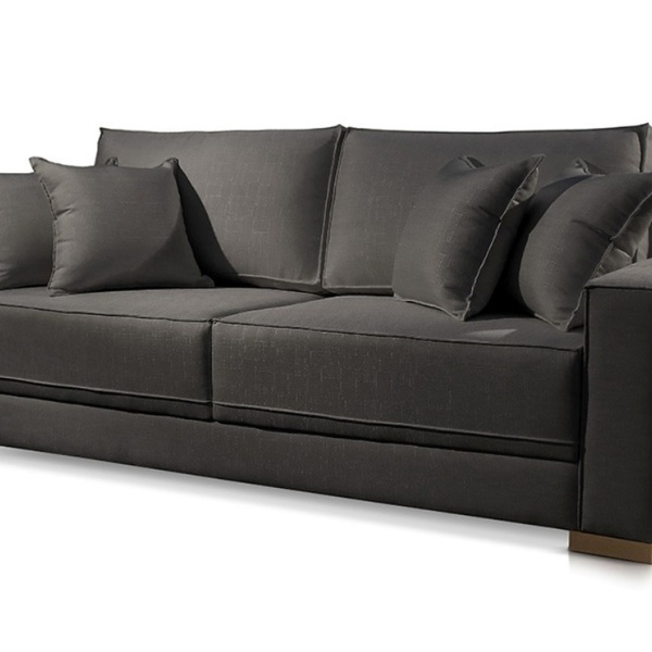 Sofá 2 Lugares Almofada Solta Linho Preto Helô 1,8m