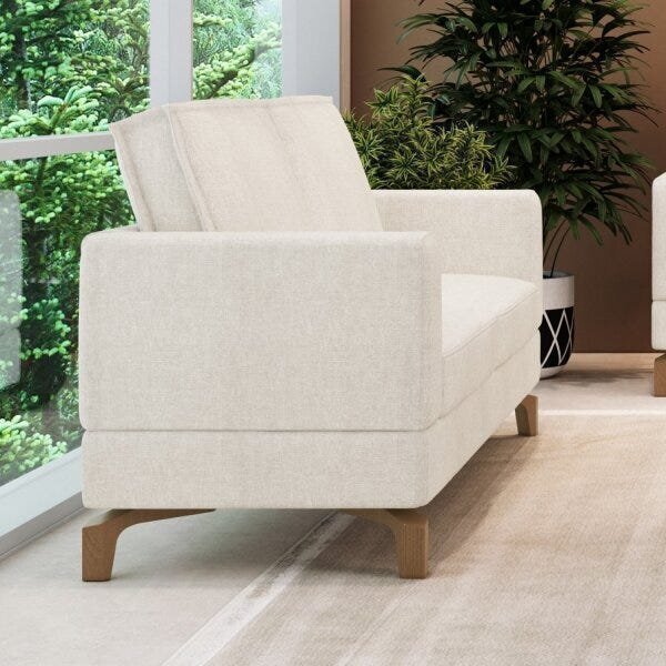 Sofá 2 Lugares Aspen Casa De Pedra Estofados Bege/cru