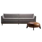 Sofá 2 Lugares Asti Com Puff Bari Linho Cinza/couro Caramelo