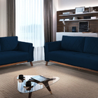 Sofá 2 Lugares Azul Em Veludo 1,57m Eileen