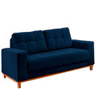 Sofá 2 Lugares Azul Em Veludo 1,57m Lerner