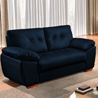 Sofá 2 Lugares Azul Em Veludo 1,62m Mies