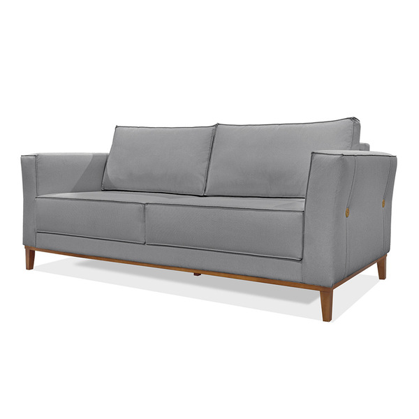 Sofá 2 Lugares Base De Madeira Grace 170 Cm Linho Cinza S04 -