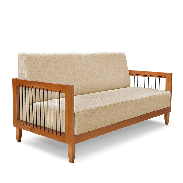 Sofá 2 Lugares Base De Madeira Mariana 160 Cm Linho Dourado S