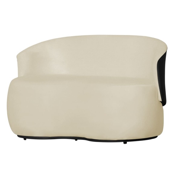 Sofá 2 Lugares Beatriz Com Composê Corino Preto Suede Marfim