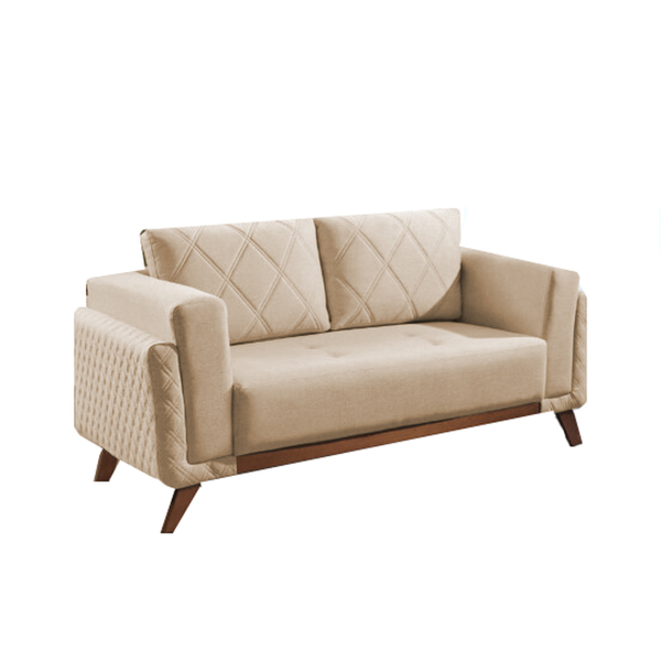 Sofá 2 Lugares Bege Em Veludo 1,57m Eileen