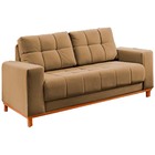 Sofá 2 Lugares Bege Em Veludo 1,57m Lerner