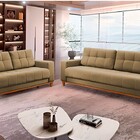 Sofá 2 Lugares Bege Em Veludo 1,57m Lerner