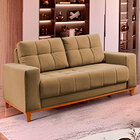 Sofá 2 Lugares Bege Em Veludo 1,57m Lerner