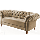 Sofá 2 Lugares Bege Em Veludo 1,84m Zaha