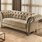 Sofá 2 Lugares Bege Em Veludo 1,84m Zaha