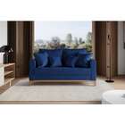 Sofá 2 Lugares Beny Base De Madeira Linho Cotton Azul Marinho