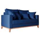 Sofá 2 Lugares Beny Base De Madeira Linho Cotton Azul Marinho