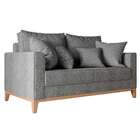 Sofá 2 Lugares Beny Base De Madeira Linho Cotton Grafite