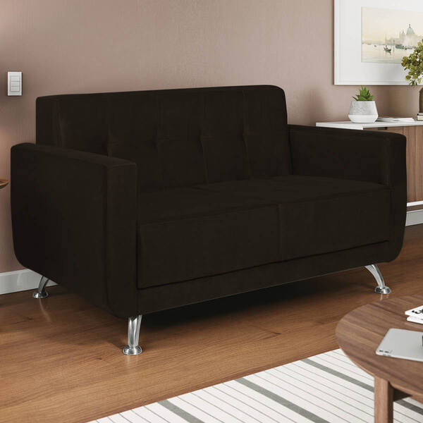 Sofá 2 Lugares Beny Sintético - Amarena Móveis - Marrom