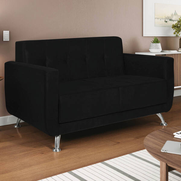 Sofá 2 Lugares Beny Suede - Amarena Móveis - Preto