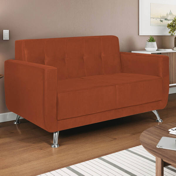 Sofá 2 Lugares Beny Suede - Amarena Móveis - Terracota