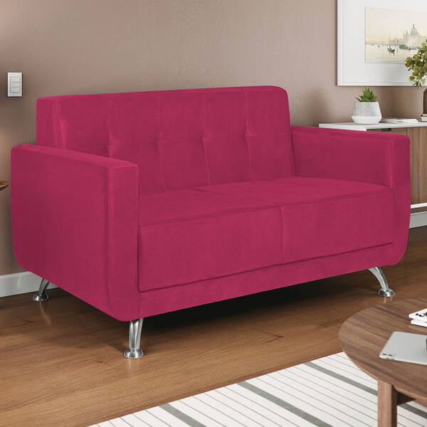 Sofá 2 Lugares Beny Suede - Doce Sonho Móveis - Pink