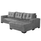 Sofá 2 Lugares Bia C/chaise Suede Cinza G30 - Império Estofad