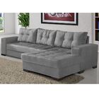 Sofá 2 Lugares Bia C/chaise Suede Cinza G30 - Império Estofad