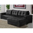 Sofá 2 Lugares Bia C/chaise Suede Preto G30 - Império Estofad