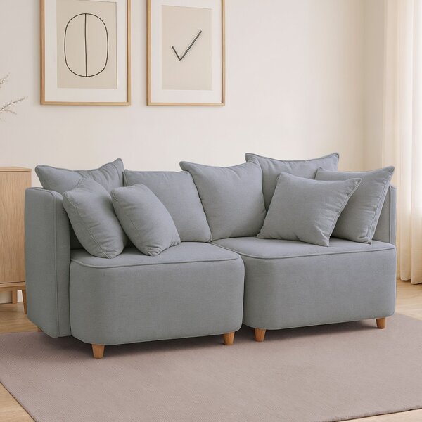 Sofá 2 Lugares Bipartido 2,20m Boucle Cinza   Cinza