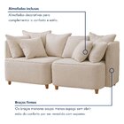 Sofá 2 Lugares Bipartido Boucle Bege Bege