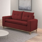 Sofá 2 Lugares Bordô Em Veludo 1,56m Meier